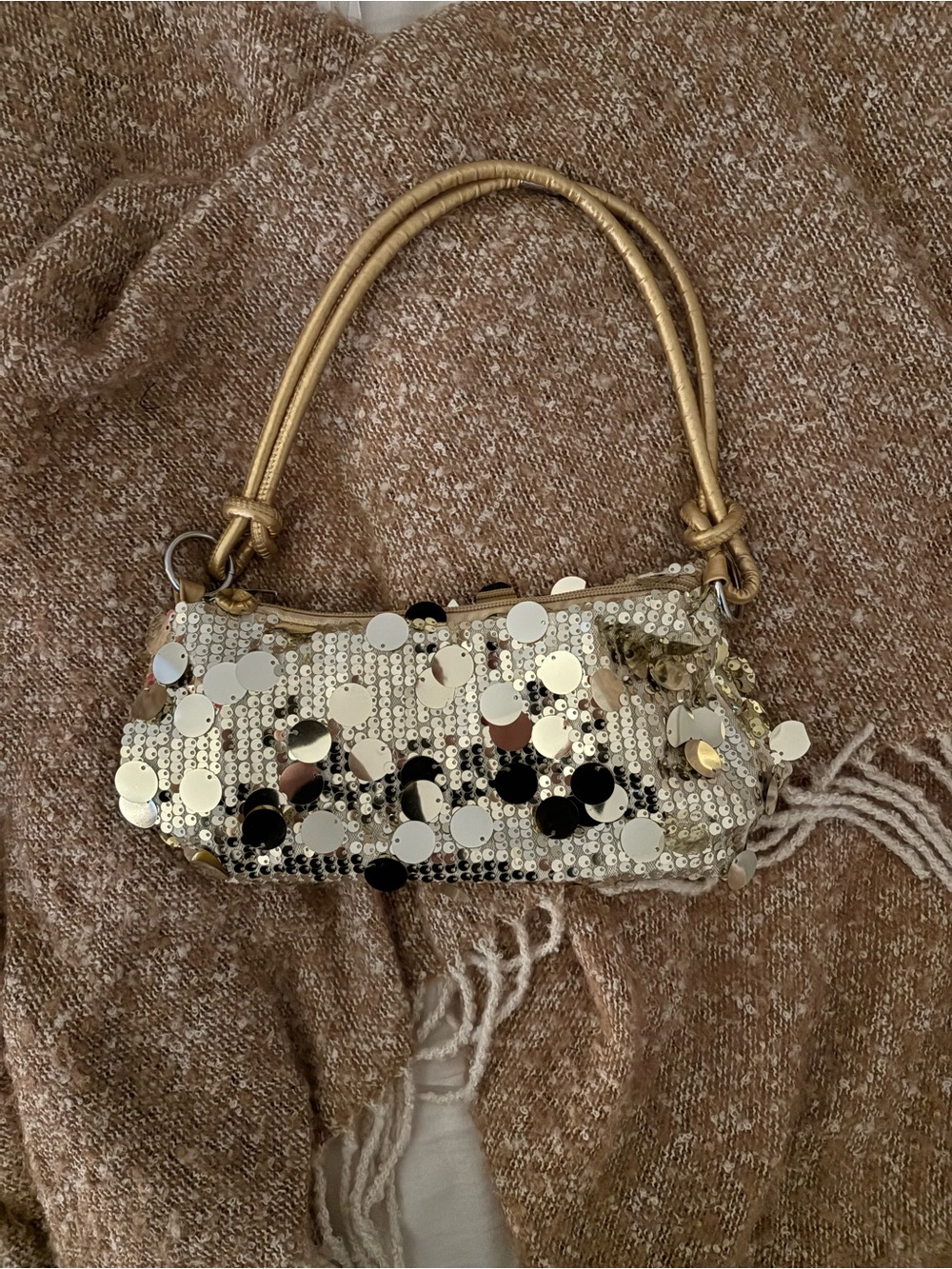 SHEIN Gold Sequin Mini Shoulder Bag